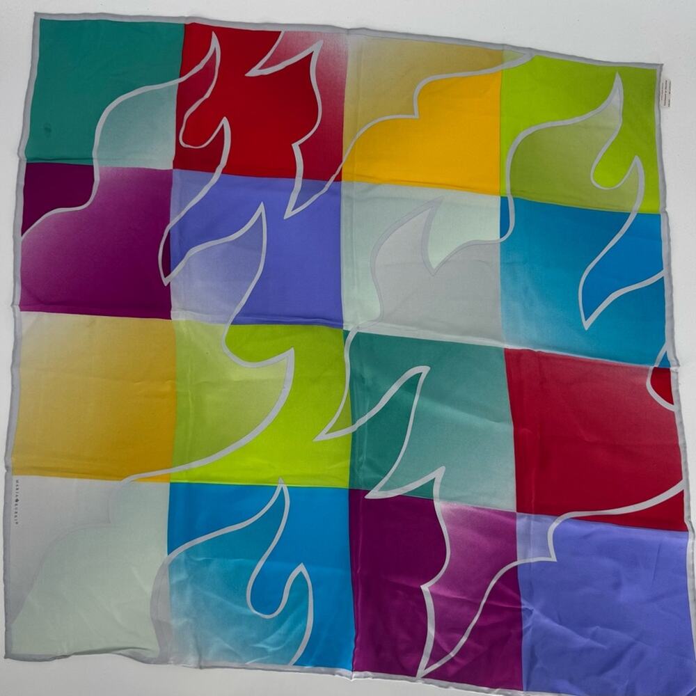 Vintage‎ Marja Kurki Colorful Geometric Silk Scarf